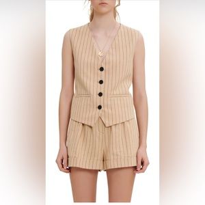 Maje Matching Set!! Vilatex waistcoat vest & matching pinstripe shorts:size S